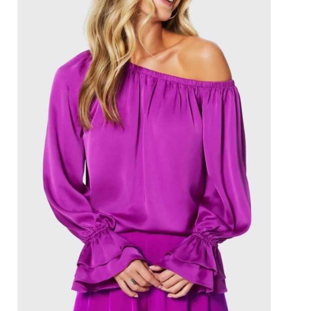 Ramy Brook Vibrant Purple Off-Shoulder Blouse